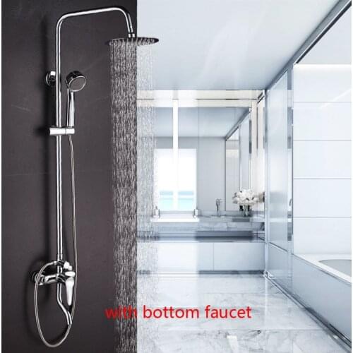 Dofaso bath shower set stainless rain bathroom shower faucet large area water jet top spray and ABS handheld shower