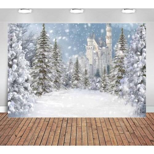 Snow White Castle Photography Backdrop Snowflake Merry Christmas Background Winter Wedding Bridal Shower Photo Shoot Props