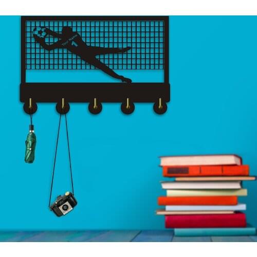 Soccer Goalkeeper Customize Name Household Decor Hooks Multi-purpose Wall Coat Hangers Key Holder Gift For Football Lover