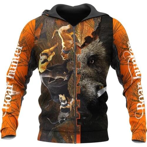 Animal Boar Hunter Orange New 3D Printed Mens Hoodie Harajuku Sweatshirt Unisex Casual Jacket Pullover Sudadera Hombre KJ063