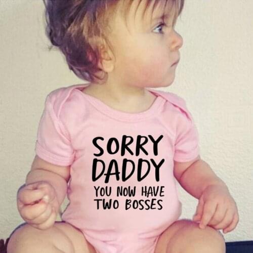 Sorry Daddy You Now Have Two Bosses print Baby Rompers Summer Baby Clothing Romper Infant Newborn Baby Boy Girl Clothes Jumpsuit