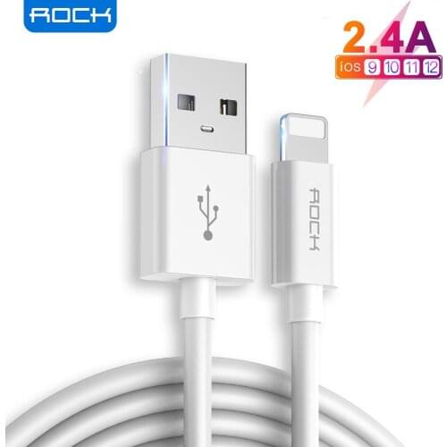 ROCK 2 pcs USB Cable for iPhone 11Pro Max X Xs 2.4A Fast Charging USB Charger Data Cable for iPhone Cable SE 8 7 6 Charge Cord
