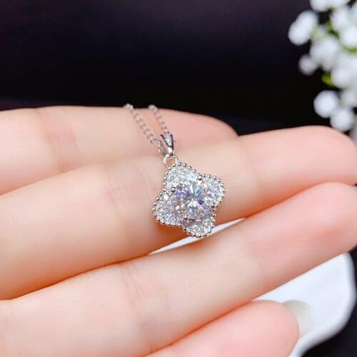 Inbeaut 925 Silver New Design Pass Diamond Test 1 ct Excellent Cut D Color Moissanite Pendant Necklace Women Wedding Jewelry