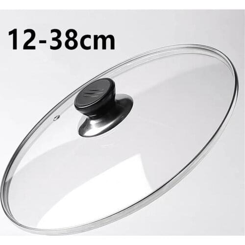 Wok Lid Pan Lid 12-38cm Saucepn Glass Lid Pot Cover WoksTempered Glass Cover Stainless Steel Frying Pans Lid Non-stick Lids