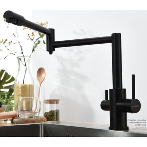 Kitchen Faucet torneira para cozinha de parede Crane For Kitchen Water Filter Tap Three-Way Sink Mixer Black Kitchen Faucet