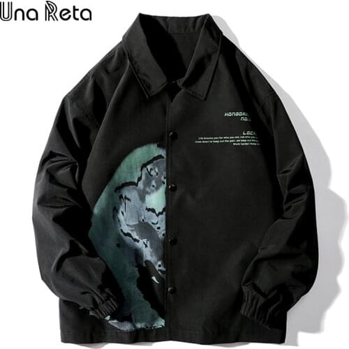 Una Reta Men Jacket New Hip-Hop Men Clothing Streetwear Print Single-breasted Jacket Korean Style Plus Size Geometry Coats Men