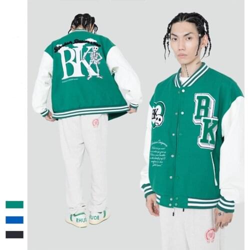 Autumn and Winter Couple Campus Jacket Loose Tops Street Color Blocking Sleeves Towel Embroidery Unisex Baseball Uniform for Men