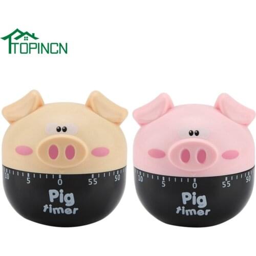 Cute Cartoon Yellow Pink Pig Kitchen Timer Mechanical Timers Counters for Cooking Timing Tool