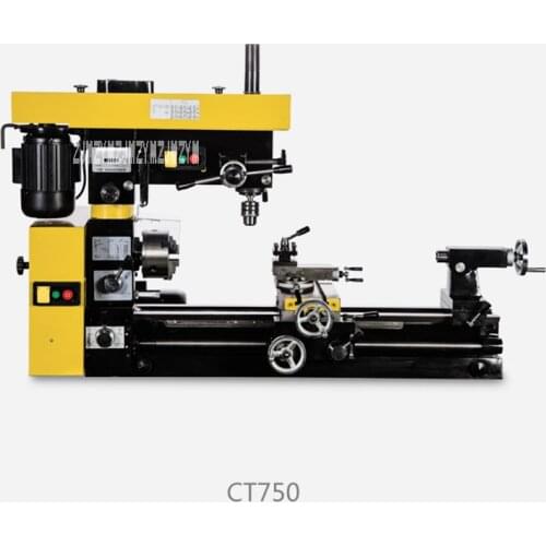 CT750 Multi-function Lathe Household 3-in-1 Metal Processing Machine Tool Drilling and Milling Machine Mini Lathe 110V/220V 750W