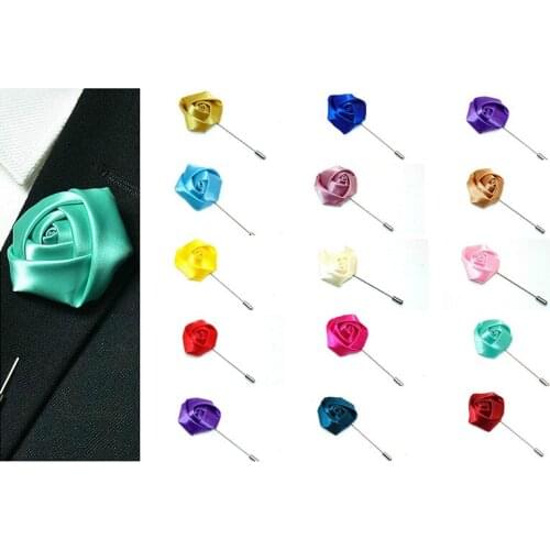 Korean Business Brooch Craft Handmade Cloth Art Wrapped Heart Rose Brooch Male Banquet Brooch Gift For Friends