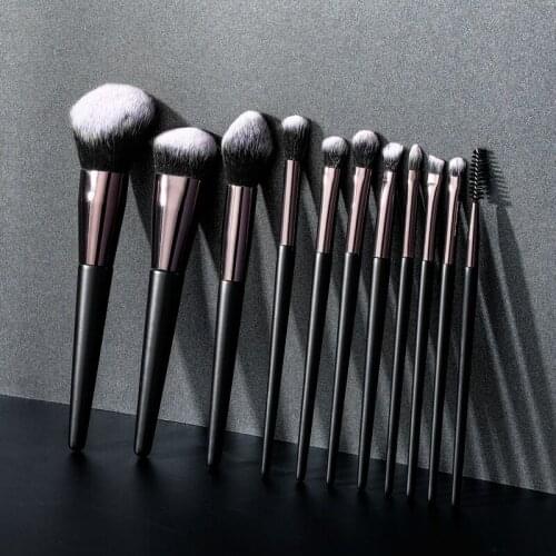 11pcs Luxury Top Quality Makeup Brush Set Soft Smooth Eyeshadow Contour Powder Eyebrow Brush Kit Custom Private Label