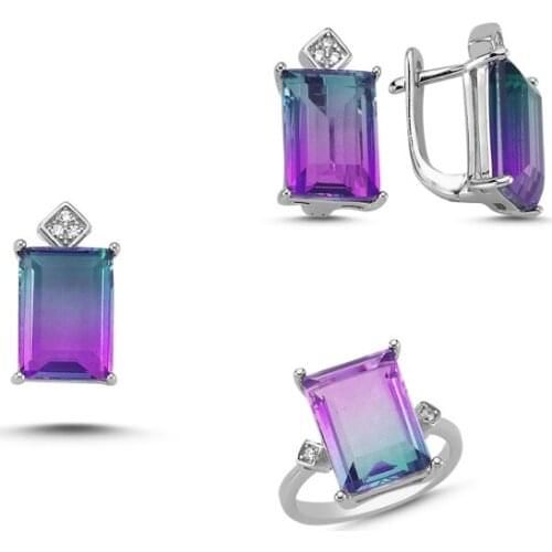 Silverlina Silver Double Color Zircon Stone Set