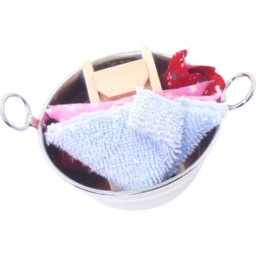 New 1/12 Dollhouse Miniature Washtub Laundry Tools Kits Classic Toys 1:12 Doll House Furniture Decor Girl Gift Dolls Accessories