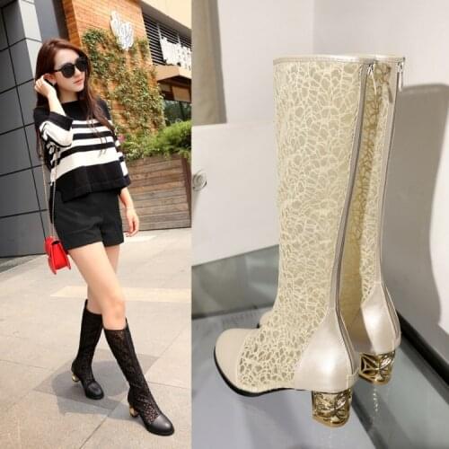 2020 new Korean womens shoes hollow out boots in spring and autumn and summer
