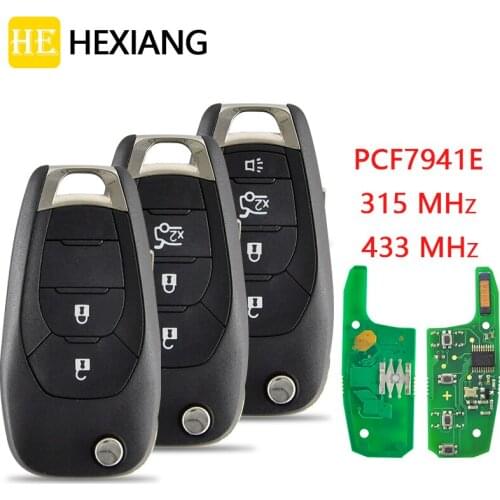 HE Xiang Car Remote Control Key For Chevroelt Cruze Avo 433MHz ID46 PCF7941E Auto Smart Control Replace Flip Key With Stickers
