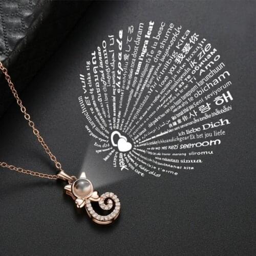 Love Memory 100 Languages I Love You Projection Necklace For Women Love Memory Wedding Pendant Necklace Choker Gift