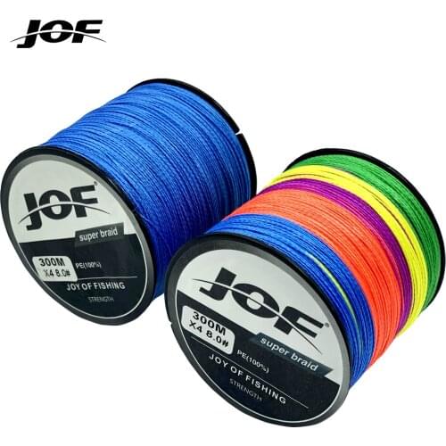 JOF Brand 4 Strands 300M Braided Fishing Line Multicolor Super Power Japan Multifilament PE Braid Line Saltwater/Freshwater