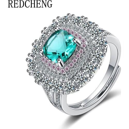 REDCHENG 925 Sterling Silver Wrapped Zircon Rings for Charm Women Elegant Luxury Temperament Geometric Engagement Jewelry Gifts