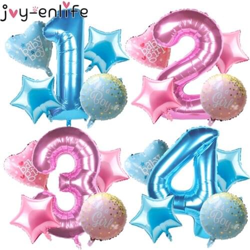 5pcs Pink Blue 40inch Number Digit Foil Balloon Baby Shower Kids Children 1st Birthday Party Decor Globos Boy Girl Number Ballon