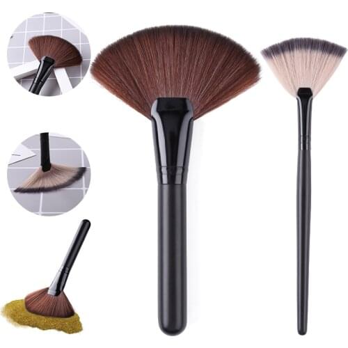Surface Sweep Brush Sector Soft Synthetic Brush Apply for Cleaning Glitter Powder Particle 2021 New Arrival Length 17/18cm