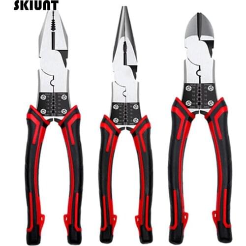 SKIUNT Combination Pliers Set Multitool Wire Stripper Crimper Cable Cutter Crimping Tool Long Nose Diagonal Pliers Hand Tools
