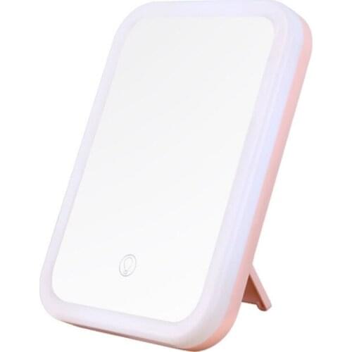 LED Makeup Mirror Illuminated Flexible Cosmetic Table Mirror With Adjustable Light Contact Screen Foldable Portable