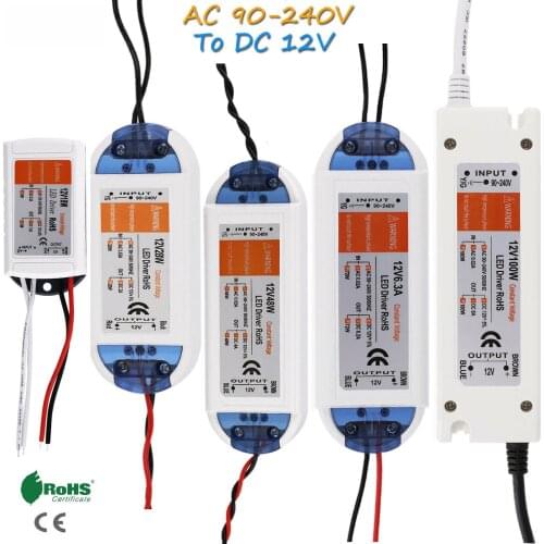 LED Driver Transformer Power Supply 18W 28W 48W 72W 100W 1.5A - 8.3A AC 90 - 240V To DC 12V Adapter Transformer For LED Strip