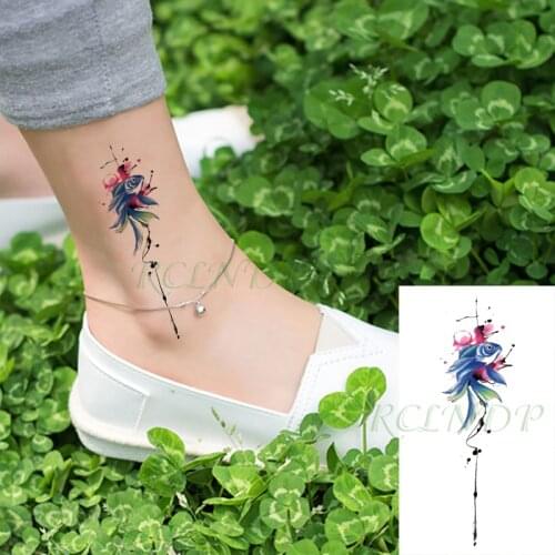 Waterproof Temporary Tattoo Sticker Fish Watercolor Design Flash Tatoo Fake Tatto Hand Leg Arm for Men Women Kids