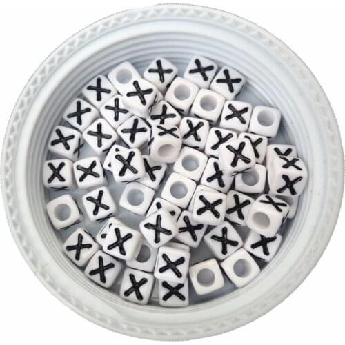 High Quality 1800PCS/Lot 7*7MM Square Letter Beads Wholesale Price Single Letters X Pring Acrylic Plastic Alphabet Cube Beads