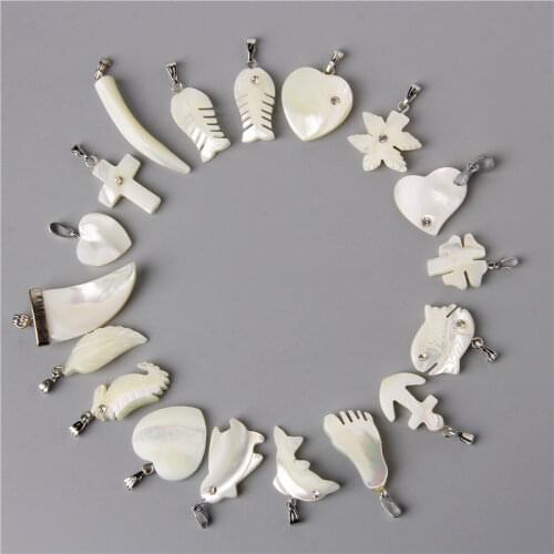 High Quality Trendy Natural White Mother Pearl Shell Pendant For Women DIY Necklace Jewelry Making Finding 2pcs Wholesale Female