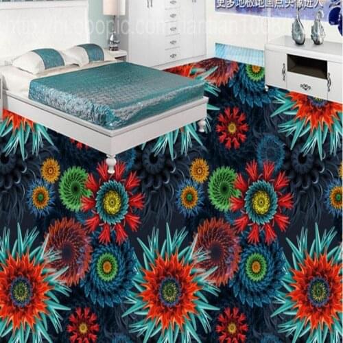 Wellyu Custom floor stickers KTV bedroom gorgeous flowers 3D living room bathroom floor decoration painting