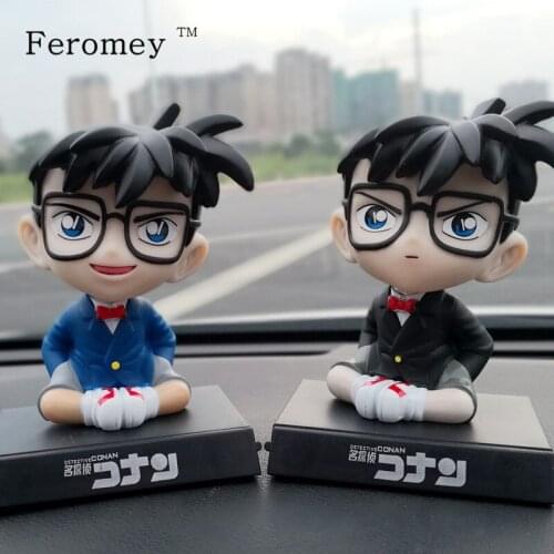 Japan Cartoon Detective Conan Bobble Head Anime Figures Doll Conan Action Figure Model Doll Desktop Phone Holder Toys