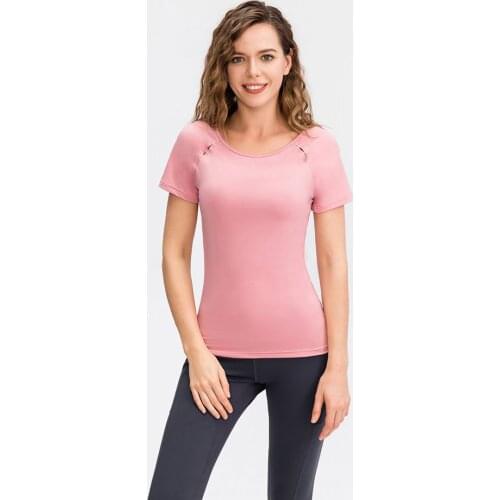 Womens Fitness Short Sleeve Round Running Training Quick Dry Summer Sports Gym Workout T-Shirt High Flexibility W1