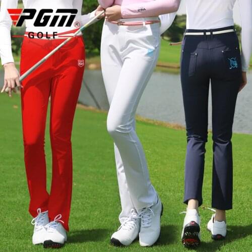 Pgm Women High Waist Casual Long Pants Female Breathable High Elastic Trousers Lady Golf Tennis Slim Thin Clothes A969