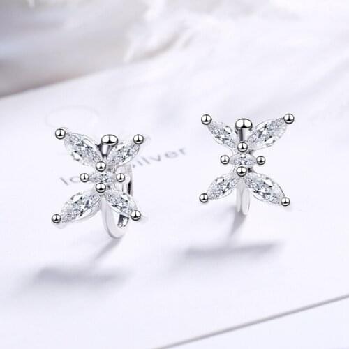Women Clip Earrings Romantic Butterfly Jewelry New Trendy 925 Sterling Silver Earring Lady Gifts Without Pierced Earcuff