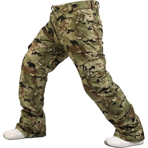 Winter Mens Camouflage Waterproof Ski Pant With Zipper Pocket Thick Snow Pants Skiing Trousers Winter Warm Pant for Hiking