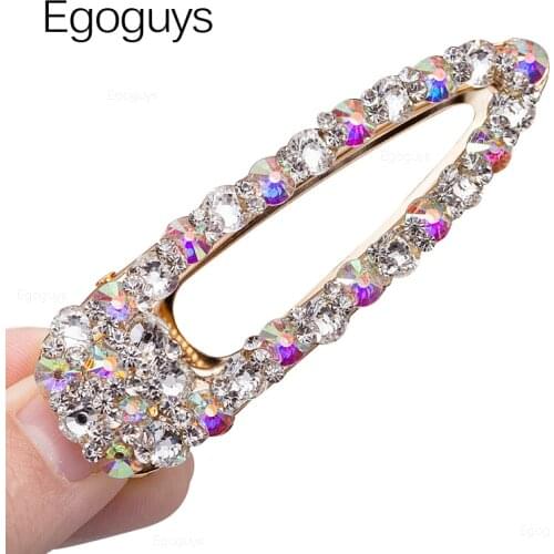 1PC Shiny Rhinestones Hair Clips Pin Girls Hollow Hairpins Women Crystal Barrettes Styling Accessories Drop Shape Metal Headwear