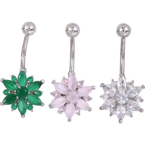 1Pcs Hot Hot Style Set Zircon Chrysanthemum Navel Buckle The Daisy Navel Belly Button Rings Puncture Accessories