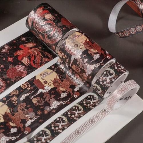 15rolls/box Chinese Traditional Pattern Washi Tape Aesthetic Luxury Vintage Scrapbooking Washi Masking Tape DIY Diary Techo