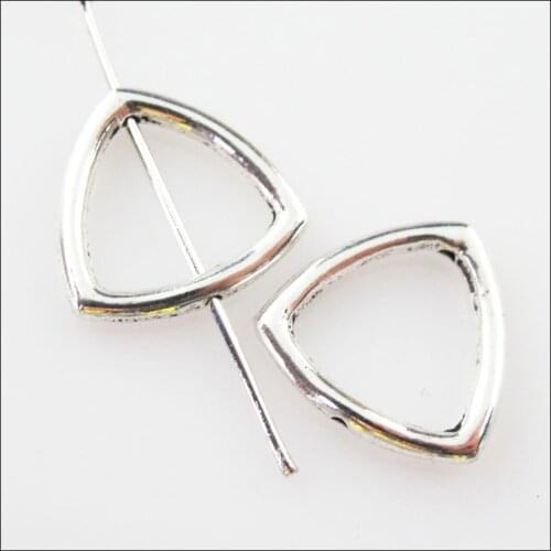18Pcs Tibetan Silver Triangle Circle Spacer Frame Beads Charms 15mm