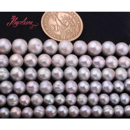 5-7,6-8,7-9mm Nearround Freshwater Pearl Gray Natural Stone Beads For Bracelets Necklace DIY Jewelry Making 14.5" Free Shipping