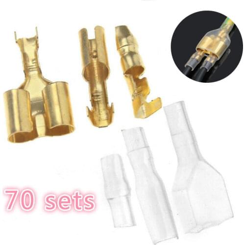 70 Set 3.9 bullet terminal car electrical wire connector diameter 4mm Male + Female 1 : 2 Transparent sheath