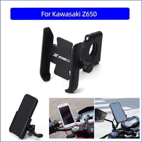 For Kawasaki Z650 Z 650 Motorcycle CNC Aluminum Mobile Phone Holder GPS Navigator Rearview Mirror Handlebar Bracket Accessories