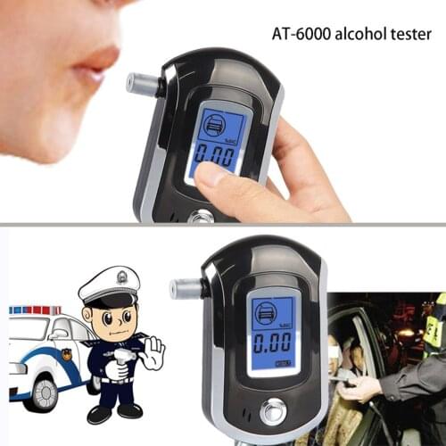 AT-6000 Alcohol Detector Digital LCD Screen Battery Power Hand-Hold Professional BAC Tracker with 5 Mouthpieces