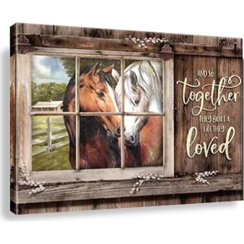 Wild Animal Horse Canvas Painting Rustic Landscape Inspiration Words Printing Wall Art Bedroom Decor Room Posters For Livingroom