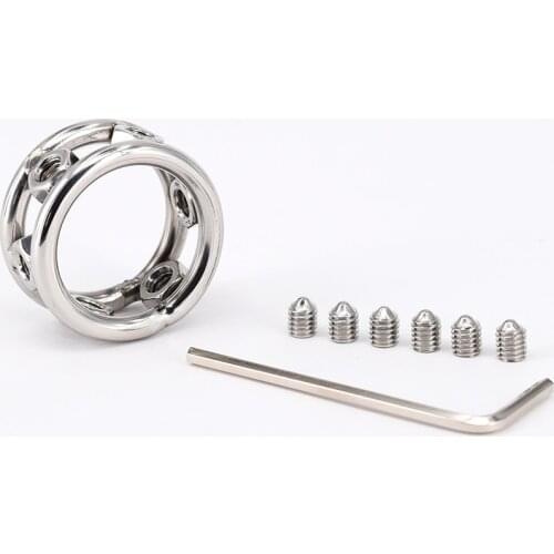SODANDY Stainless Steel Erotic Sex Toy Male Metal Cock Ring with Spikes Chastity Delay Ring Optional 28/30/32.5 mm