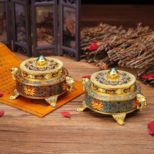 Plating Alloy Incense Burner Enamel Color Tibetan Censer Antique Fragrance Living Room Household Colour Enamels Aroma Burner