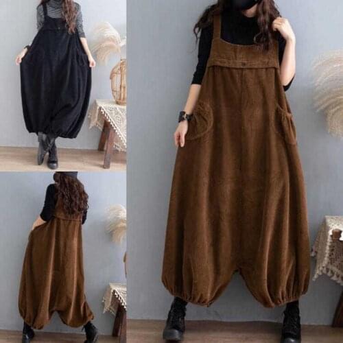 Autumn And Winter New Corduroy Jumpsuit Overalls Womens Oversize Korean Loose Casual Lantern Skirt Pants Trend Trousers y1307