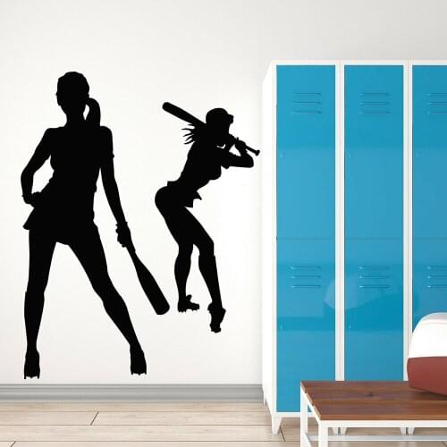 Bat Baseball Sport Wall Stickers Baseball Girls Sexy Hot Girls Vinyl Art Wall Decal Mural Girls Bedroom Home Decoration Z414
