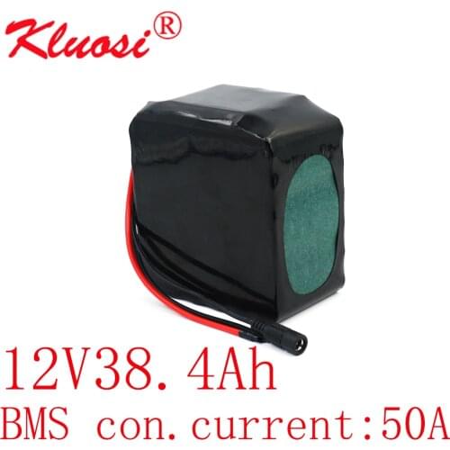 KLUOSI 12V 38.4Ah 38Ah 3S12P High-power 12.6V Lithium Battery Pack for Inverter Solar Sightseeing Car Childrens Car with 50A BMS